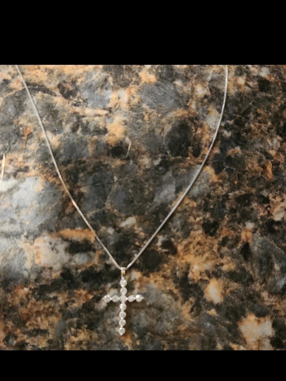 Real Natural Diamond Cross Pendant With 18k White Gold Chain. Not Gold Plated.